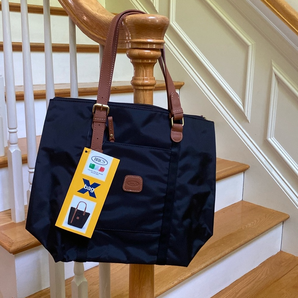 BRICS Milano Italian Travel Bag - black 10X6X12 H - 2 bags in one